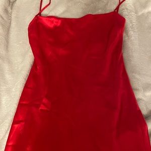 red satin mini dress size medium from soleil babe